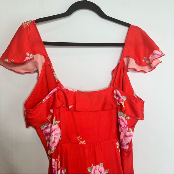 NWT Altar’d State Red Floral Faux Wrap Midi Dress - Picture 10 of 10